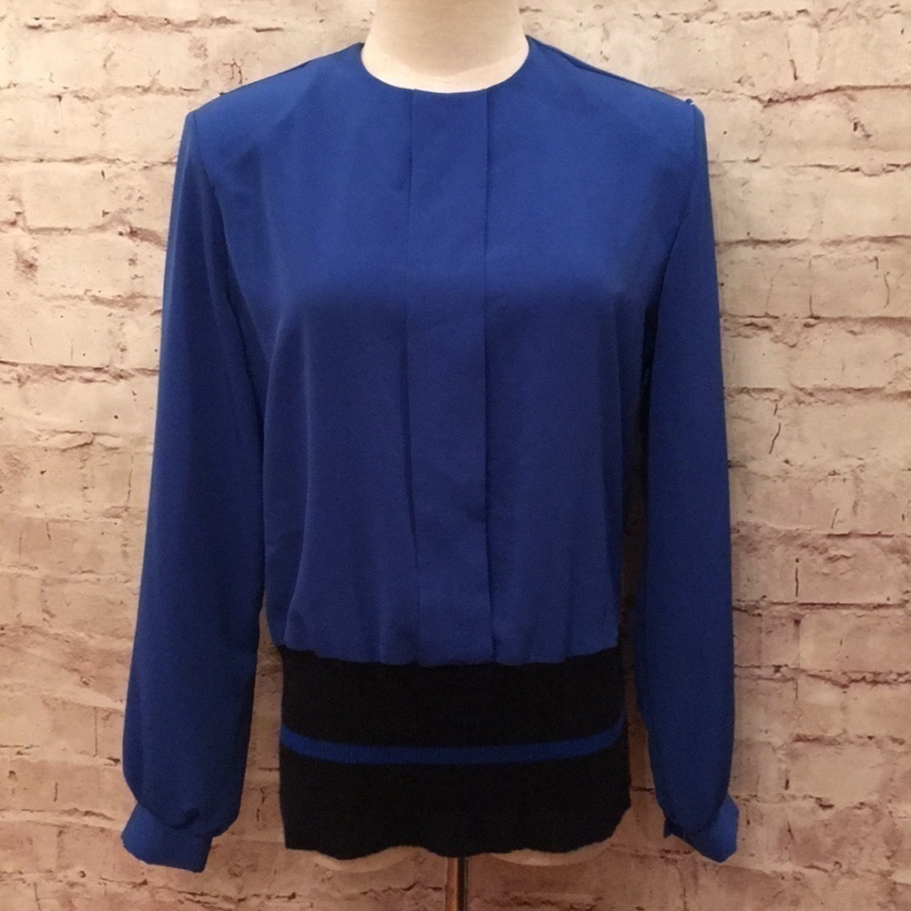 VINTAGE SOUTHERN LADY SECRETARY BLOUSE ROYAL BLUE